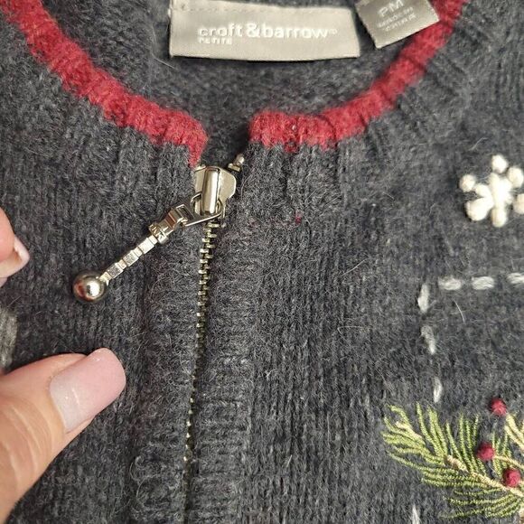 Croft & Barrow Christmas Cardinal Wool Angora Blend Zip Up Whimsical Sweater - Picture 7 of 12